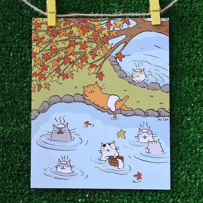 3猫屋さんの猫イラスト入りポストカード（画家：ミスキャット）–秋のスープ - カード・はがき - 紙 