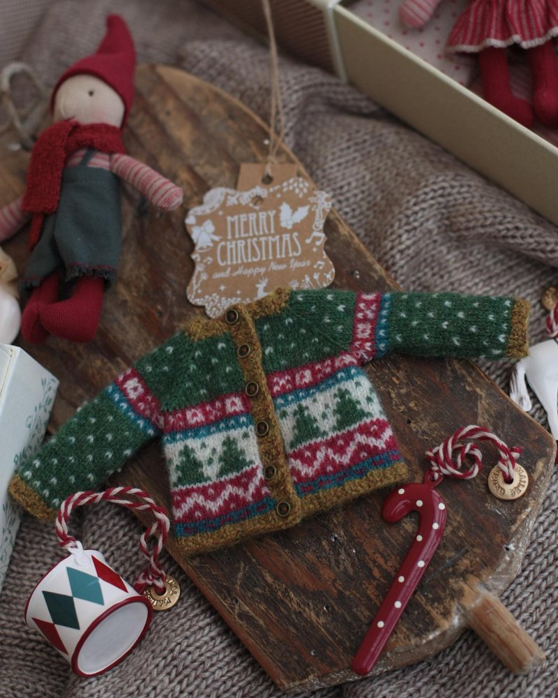 Christmas sweater for Blythe #2 - ตุ๊กตา - ขนแกะ สีเขียว