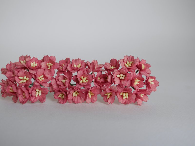 Paper flower, Wedding, 50 pcs. cherry blossom supplies, 2 cm. crimson color. - Wood, Bamboo & Paper - Paper Red