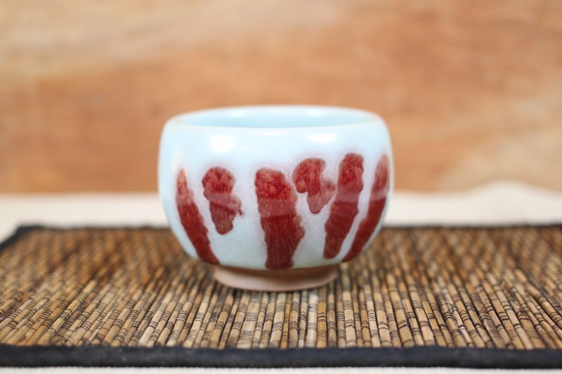 【送禮好物】汝窯銅紅 牛血紅 大圓融杯 名家葉敏祥手作 - 茶壺/茶杯/茶具 - 陶 
