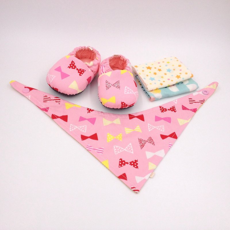 HBS Baby Gift Box - Pink Bow (Toddler Shoes, Handkerchief, Scarf) - Baby Gift Sets - Cotton & Hemp Pink