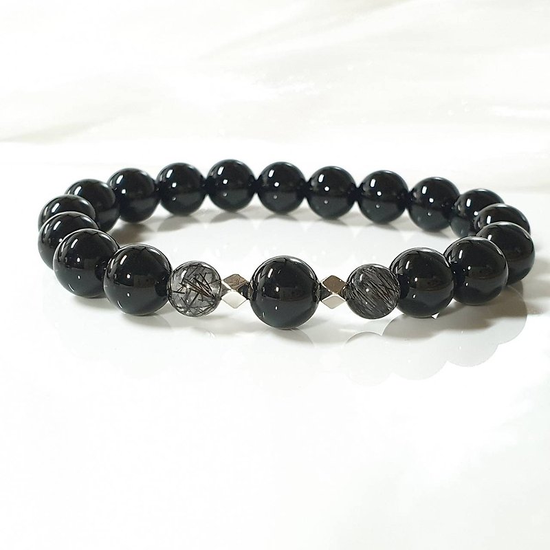 Dark glow. Obsidian/black crystal bracelet - Bracelets - Crystal 