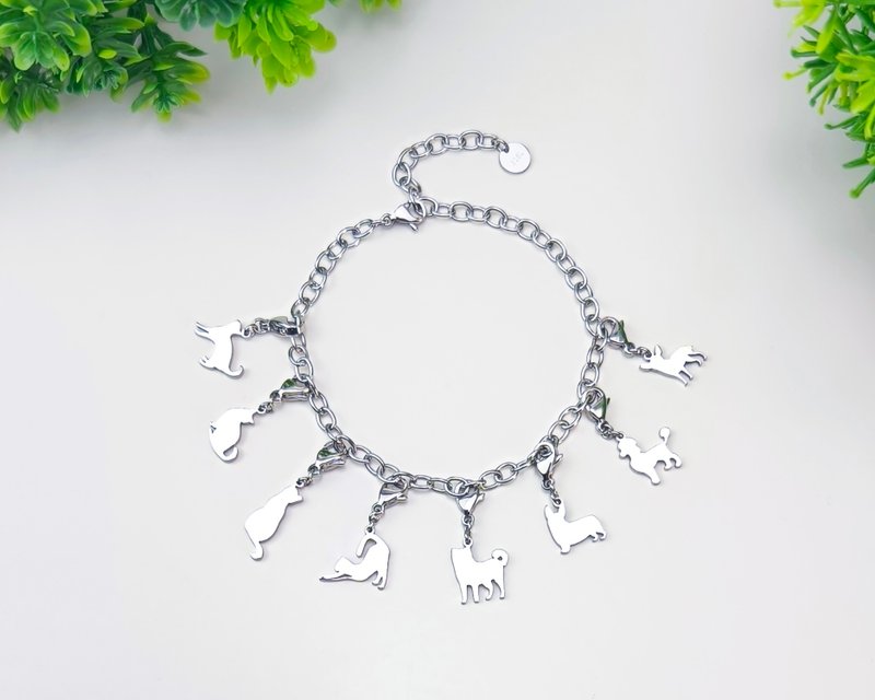 Allergy free - charms bracelet - สร้อยข้อมือ - สแตนเลส สีเงิน