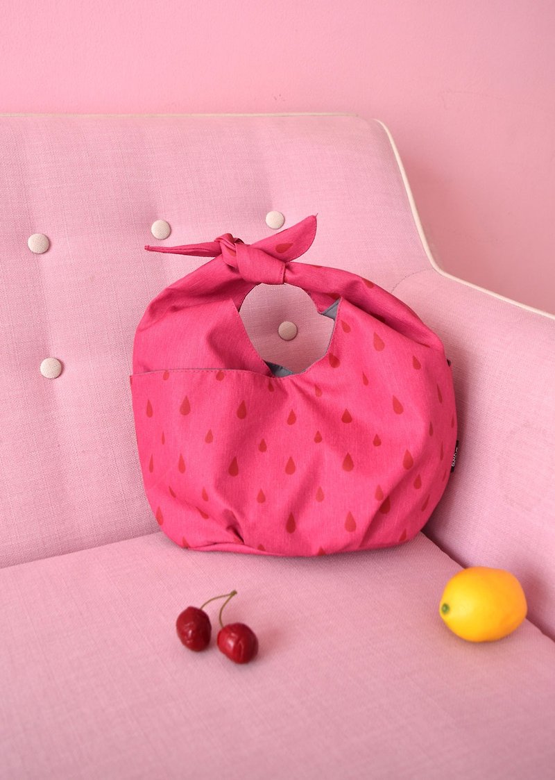 pink mini tie handle bag,small purse - กระเป๋าถือ - เส้นใยสังเคราะห์ สึชมพู