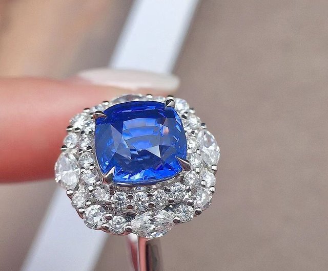 Ors Jewelry 非加熱ロイヤルブルーサファイア リング 3.58 カラット