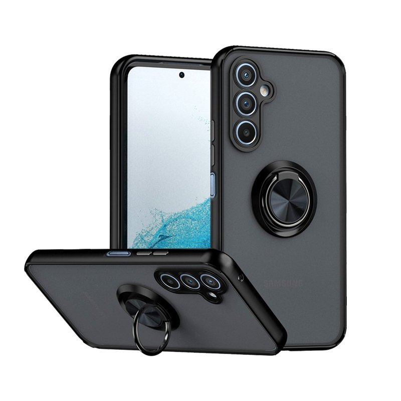 CASE SHOP Samsung A25 Ring Stand Stand Protective Case-Black - เคส/ซองมือถือ - พลาสติก สีดำ