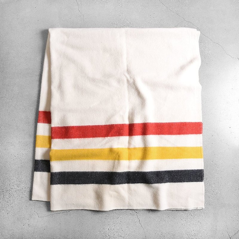 Vintage hudson's style striped wool blanket - ผ้าห่ม - ขนแกะ หลากหลายสี