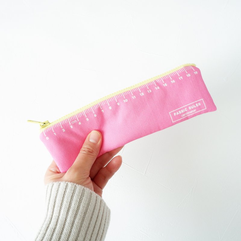 ふかふかver. 定規なペンケース LEMON×PINK - 鉛筆盒/筆袋 - 棉．麻 粉紅色