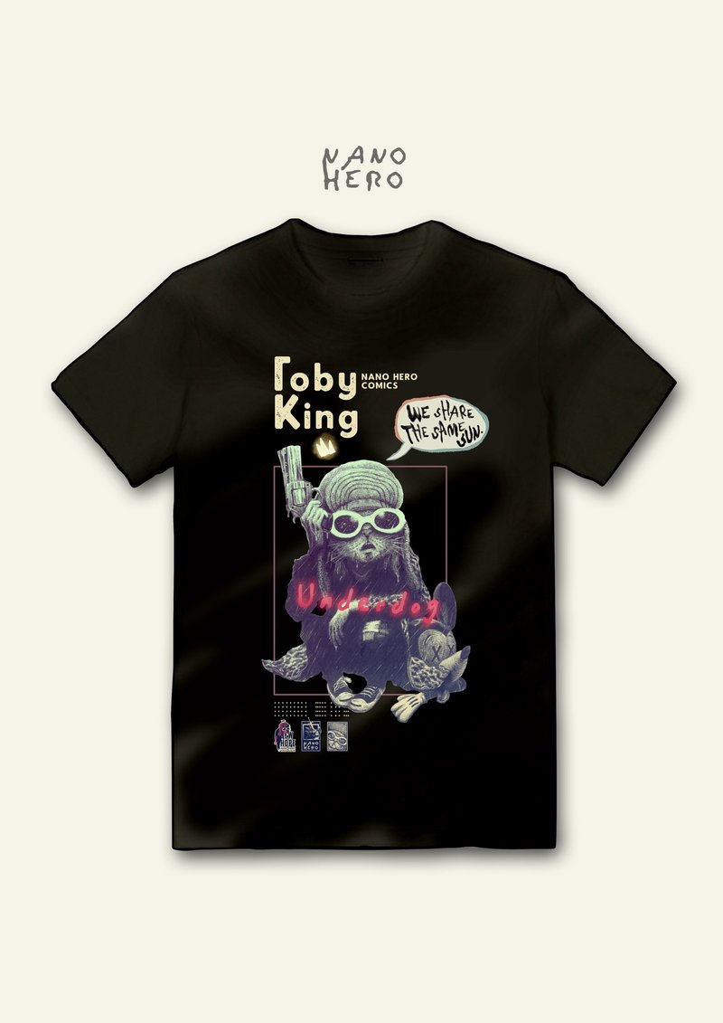 Underdog T-shirt T恤 NANO HERO漫畫T - 男 T 恤 - 棉．麻 黑色