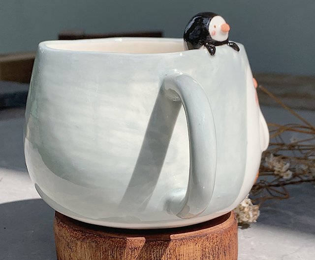 Penguin cup, Morning cup, handmade cup - Shop Ora clay Plants - Pinkoi