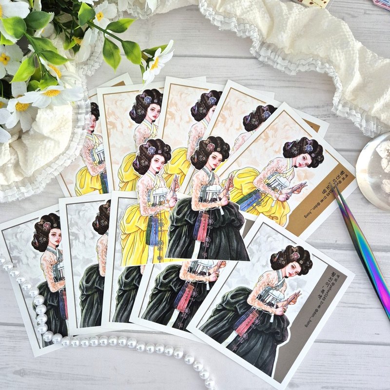 yehee_Oriental hanbok Sticker_HwangJin_yellow&black - 貼紙 - 紙 