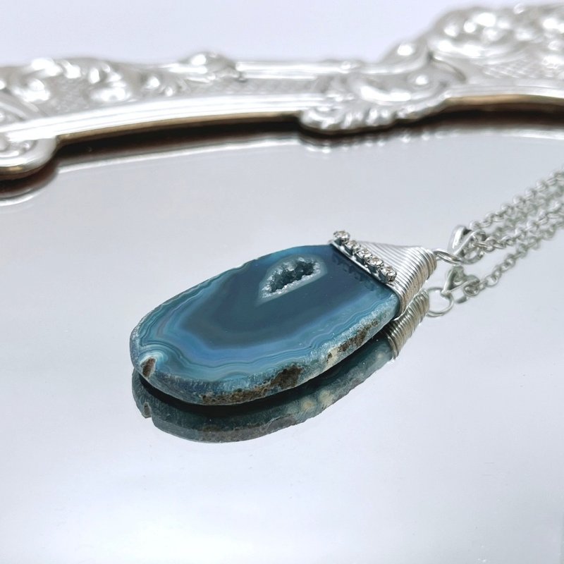 agate piece necklace - สร้อยคอ - เครื่องประดับพลอย 