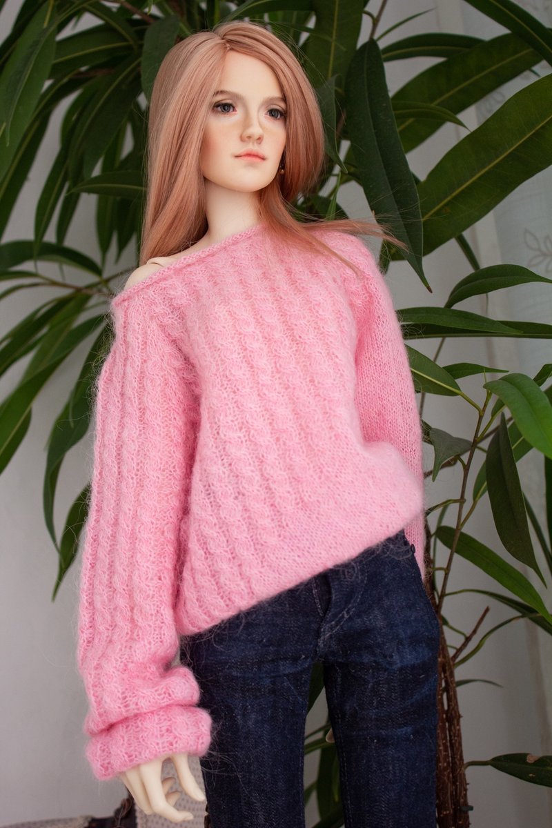 Bjd doll women's hand-knitted sweater (Dollstown doll) 65cm SD - Other - Thread Pink