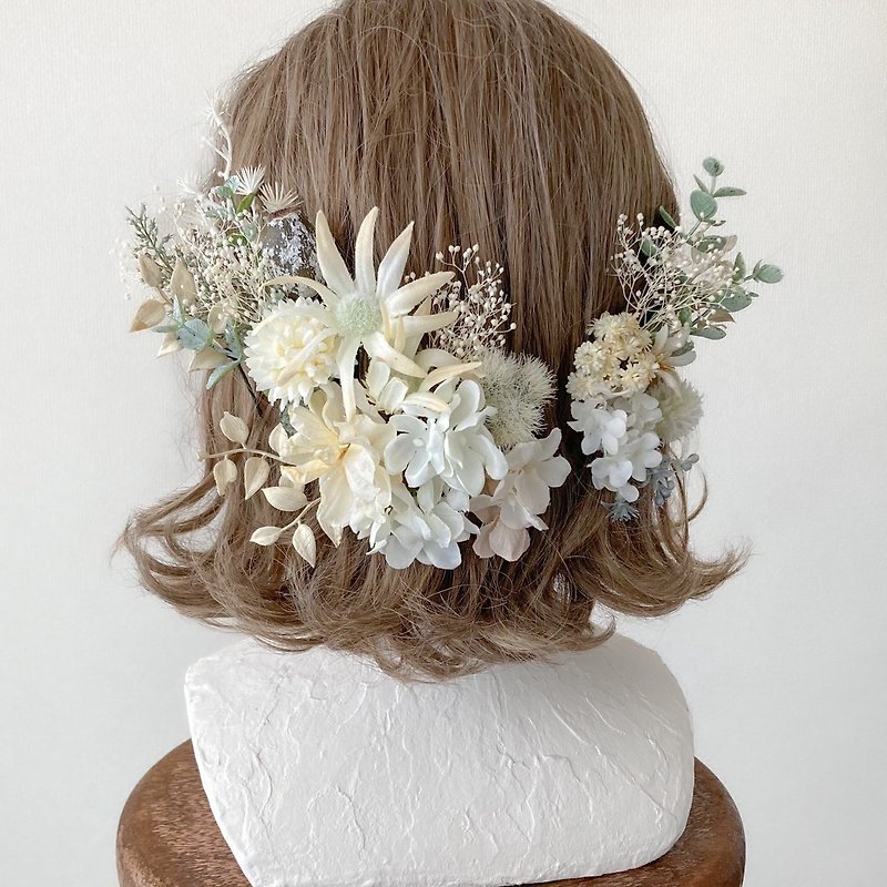 枯れない花の髪飾り - ヘアアクセサリー - その他の素材 ホワイト