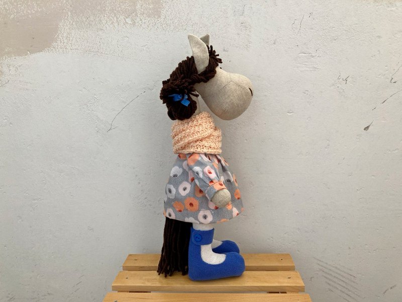 Handmade horse toy, Kids new year gift, Gift for girlfriend - 寶寶/兒童玩具/玩偶 - 亞麻 粉紅色