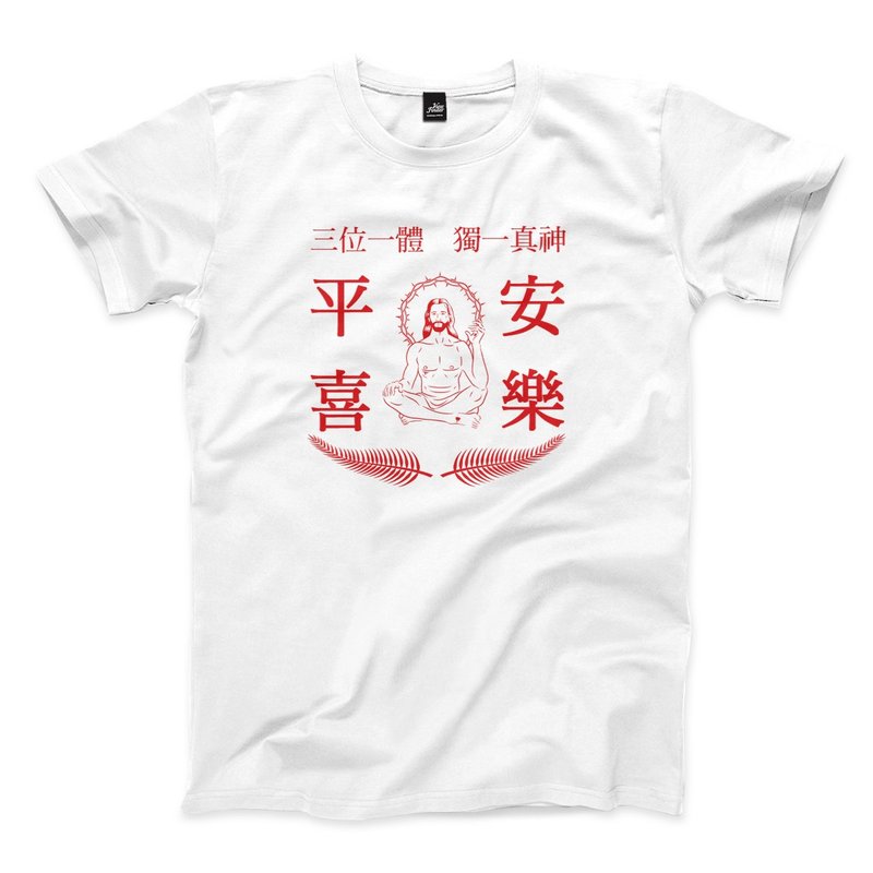 基督護身符 - 3色 - 男 T 恤 - 棉．麻 白色