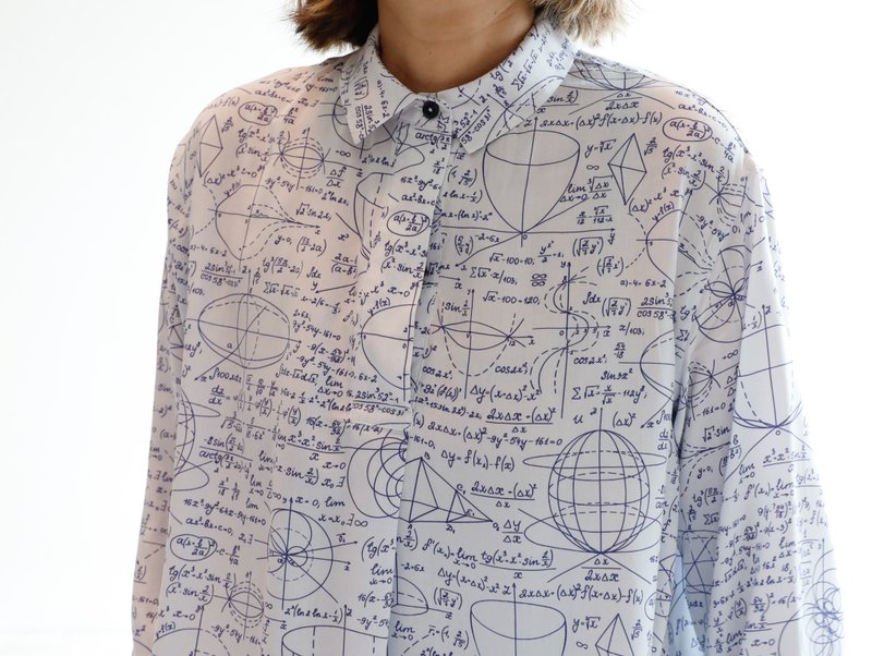 数学嫌いさんの頭を痛くするフロントタックシャツ - 女襯衫 - 其他人造纖維 白色