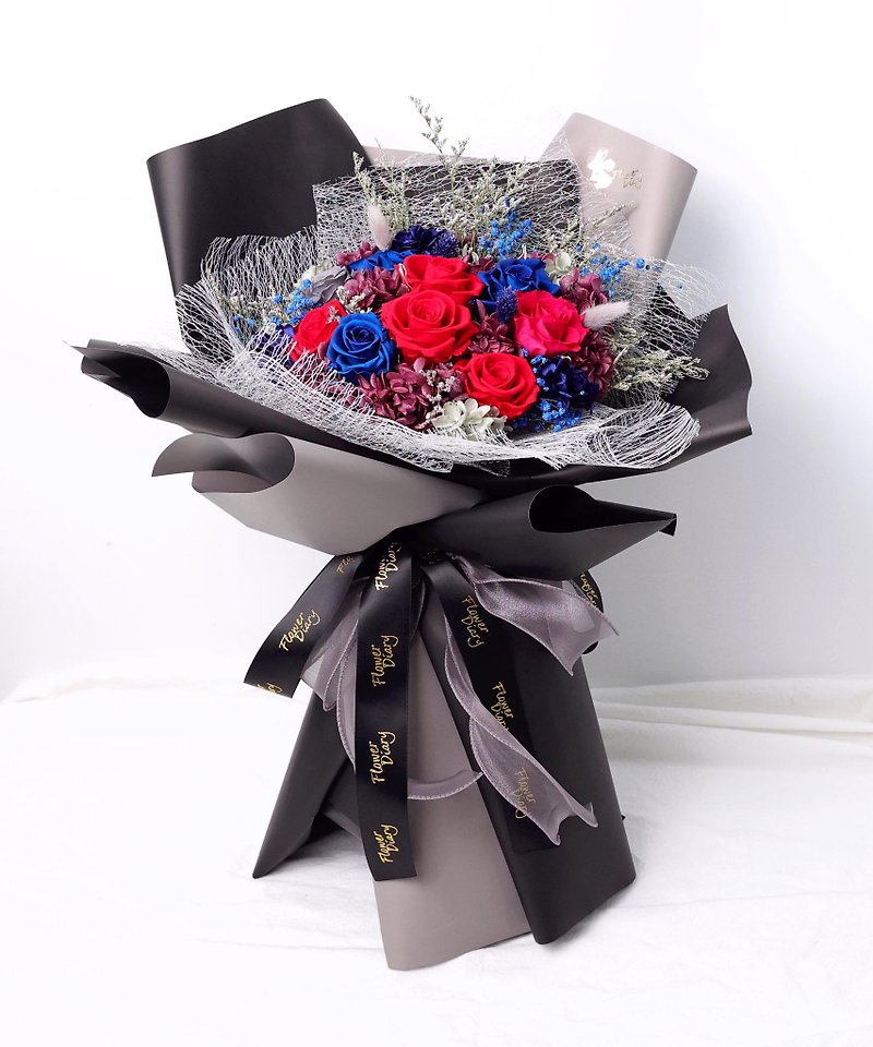 1314花束系列 紅藍色花束 求婚 生日 記念日 周年紀念 - 乾花/永生花 - 植物．花 紅色