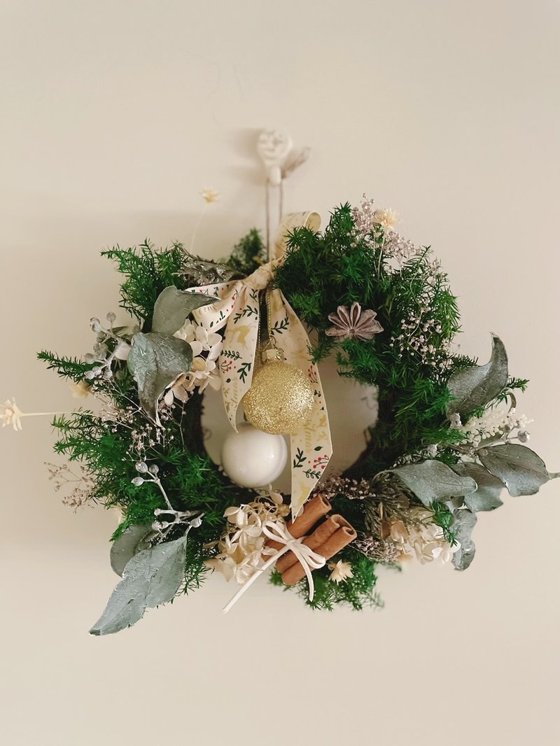 [Eternal Flower Gift] 2024 Christmas Wreath-Silver White Christmas Wreath - ของวางตกแต่ง - พืช/ดอกไม้ 