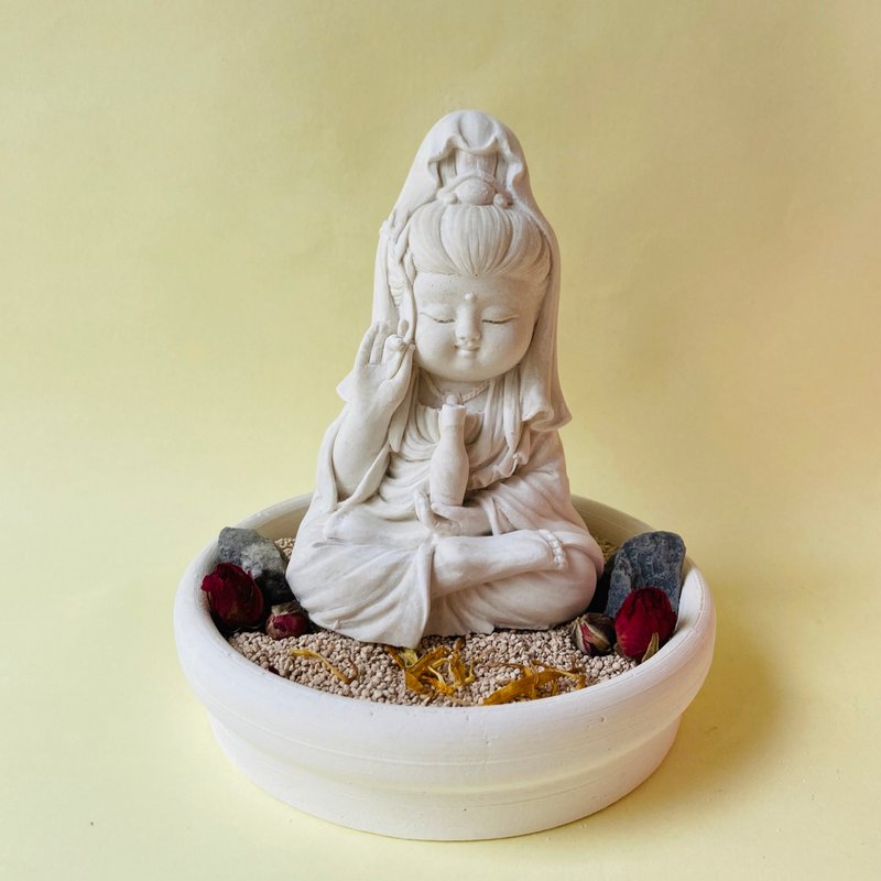 【五倍券優惠】淨念吉祥小佛之寳瓶觀音二   中盤豪華套組  居家 - 香氛/精油/擴香 - 其他材質 白色
