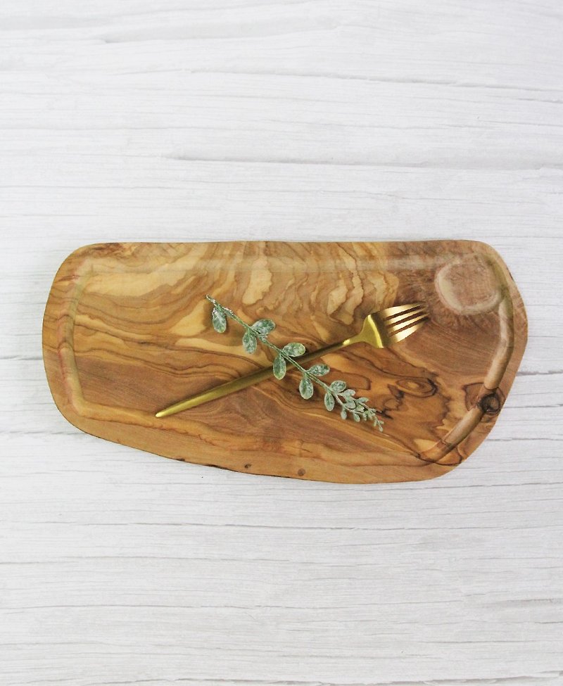 Naturally Med olive wood oval grooved grooved cutting board - เครื่องครัว - ไม้ สีนำ้ตาล