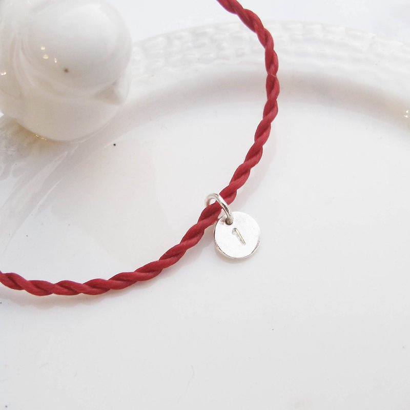 Big staff Taipa [manual creation] small silver card × red line wax rope sterling silver bracelet lucky lucky - สร้อยข้อมือ - เงินแท้ หลากหลายสี