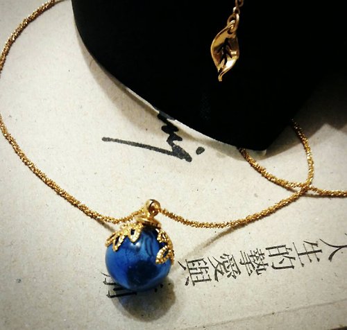 Tera Jewelry 靜* 手工 銀箔 琉璃 藍色 精油鍊 香氛 輕珠寶