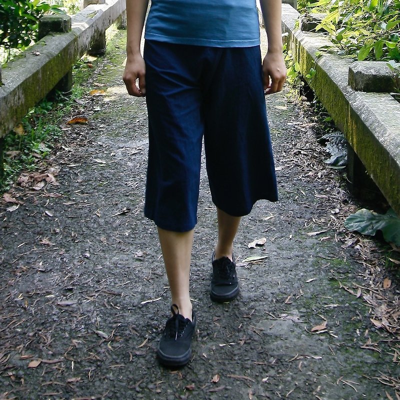 Mushroom Mogu / natural dye / pant / Mid - Women's Pants - Cotton & Hemp Blue