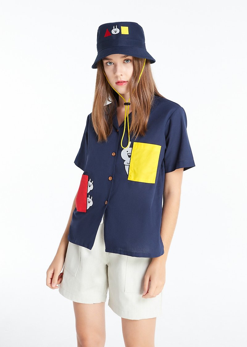 Usagyuuun x KATJI Shirt / Navy / Size: Medium US8 - Women's Shirts - Cotton & Hemp Blue