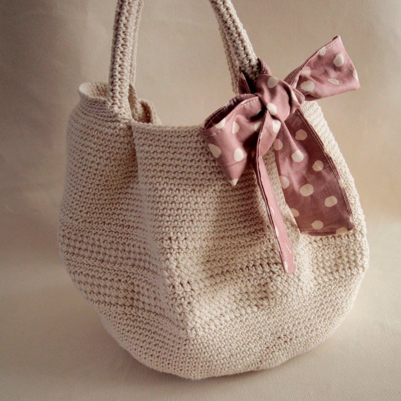 毛糸編みトートバッグ アジサイ カスタムオーダーバッグ - トートバッグ・ハンドバッグ - その他の素材 グリーン