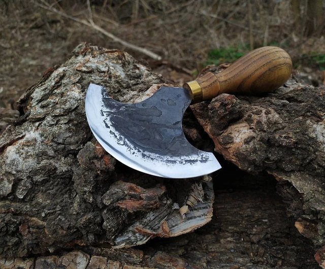 Forged Leather Round Knife. Skinning Knife. Forged Small Head