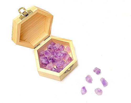 fitter 天然紫水晶骨幹原石-凈化充電消磁天然NG微瑕松木盒套組