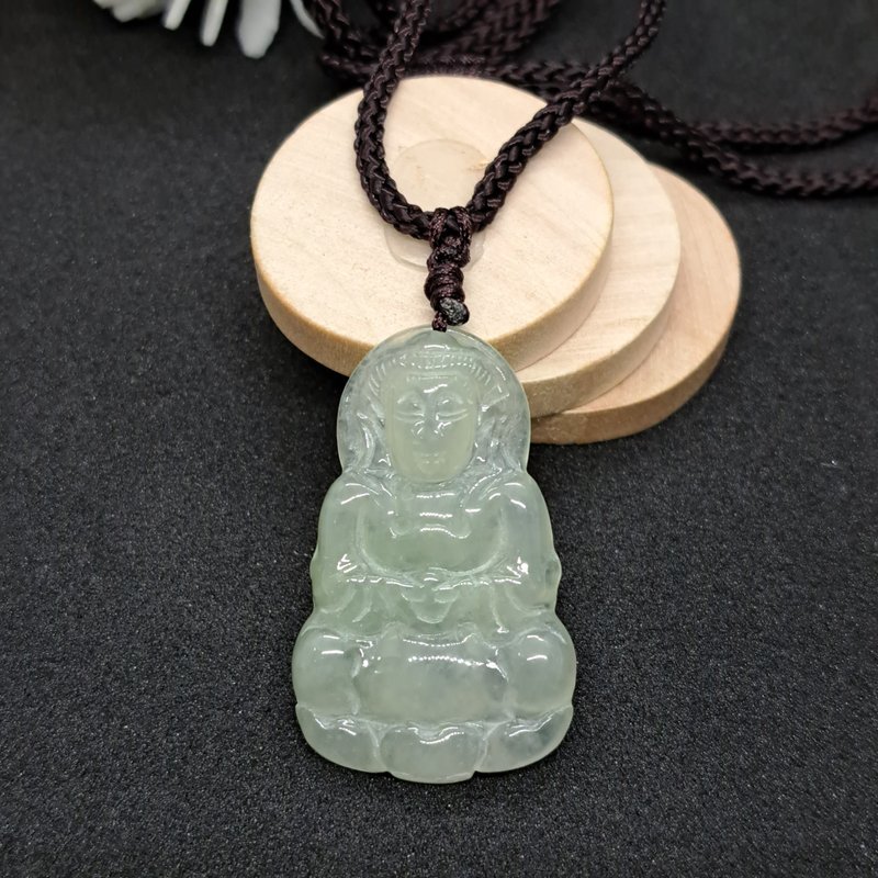 冰綠翡翠觀音菩薩項鍊 | 天然緬甸玉翡翠A貨 | 送禮 - 項鍊 - 玉石 綠色