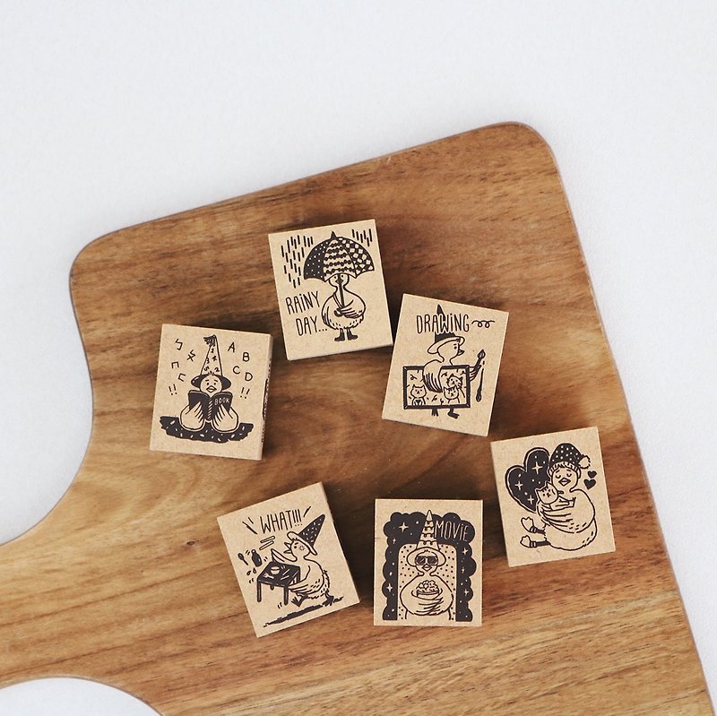Special offer /// Goose Ajian's daily wood seal (a set of 6) - Stamps & Stamp Pads - Wood 