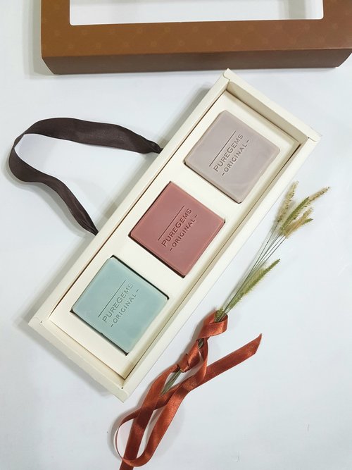 PUREGEMS Cleansing Soap PUREGEMS。低調紫。 溫和藍。 喜氣紅。 彩礦泥 手工皂 禮盒