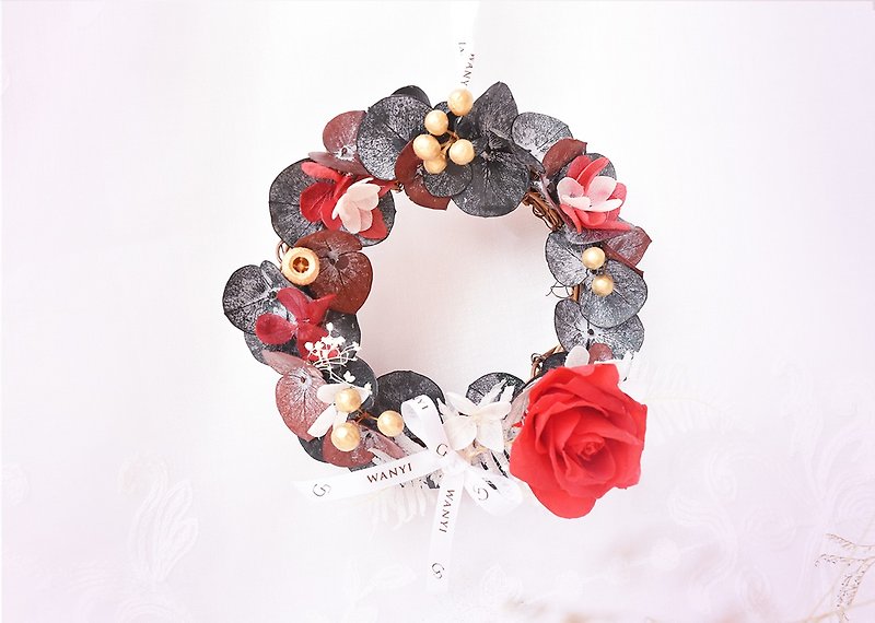 WANYI Christmas DI Wreath Dry Flowers/Eternal Flowers/Rose/Exchange Gifts/Christmas Gifts/Decorations/Gifts/Proposals/Deskwork Decoration/Room Arrangement - Items for Display - Plants & Flowers Red