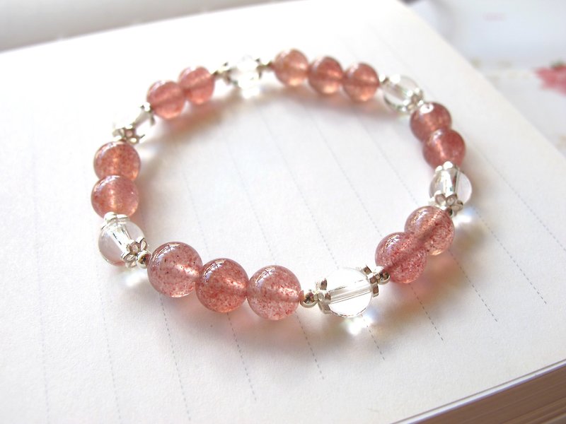 Strawberry Crystal x White Crystal [Magnifying Glass] - Handmade Natural Stone Series - Bracelets - Crystal Multicolor