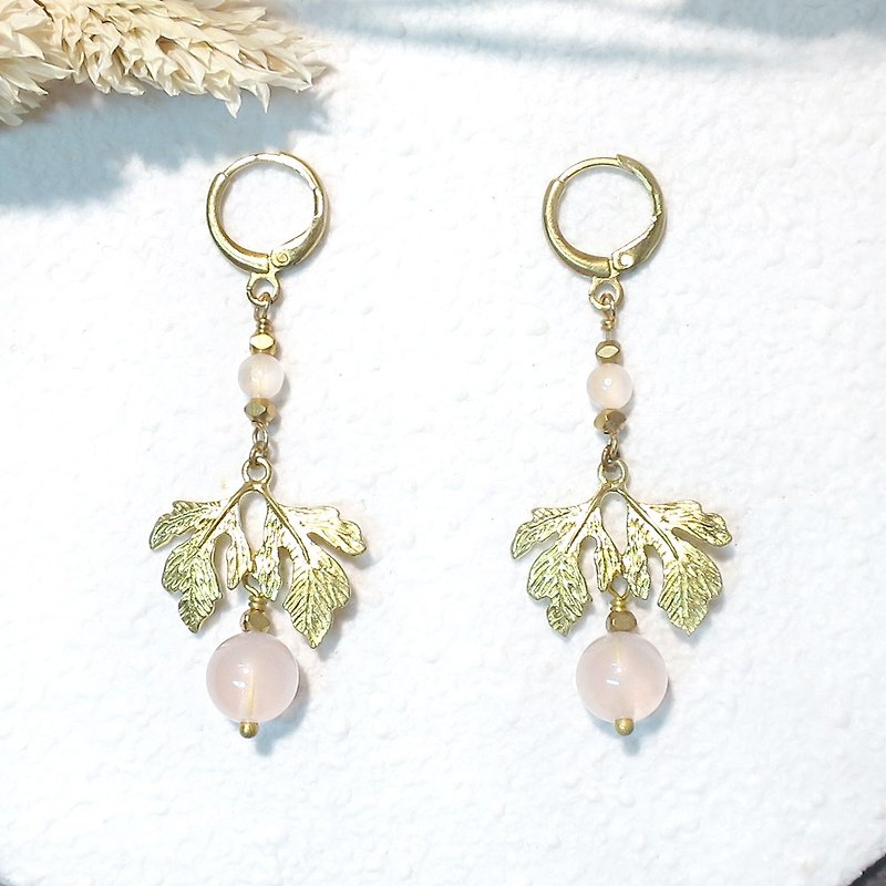 VIIART. Royal concubine-pink. POWDER Bronze earrings - can be changed cramping - ต่างหู - คริสตัล สึชมพู