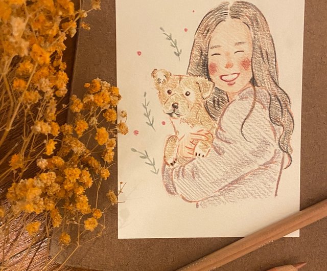 手描きイラスト　色鉛筆　オーダー 手描きイラスト 色鉛筆画 オーダー商品 - メルカリ