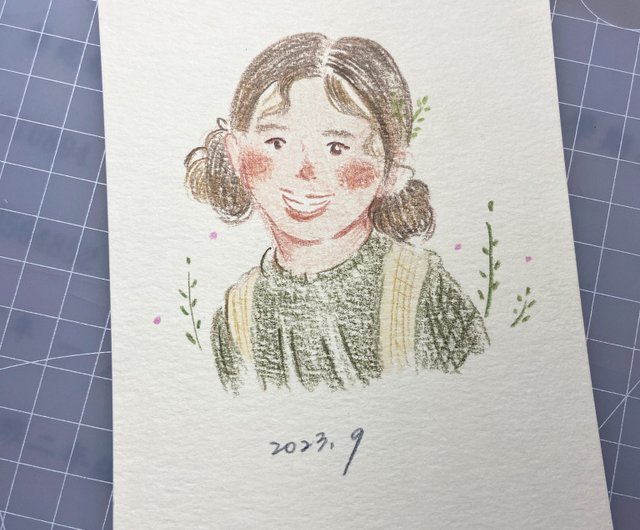 絵画のようなかわいい色鉛筆】イラスト/オーダーメイドギフト/結婚記念品/母の日/卒業祝い - ショップ wanyufish art イラスト/絵画/カリグラフィー  - Pinkoi