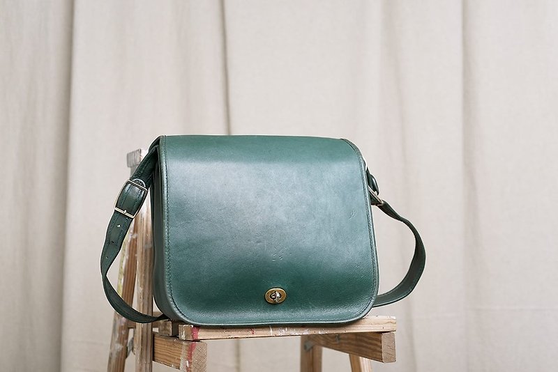 70s Vintage FRYE 美國綠色古董包 - 側背包/斜背包 - 真皮 綠色