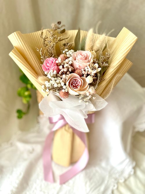 masako暖暖QQ的家 Masako 玫瑰花&滿天星 乾燥花 永生花 花束