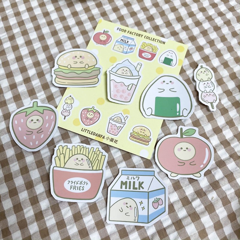 Littledanfa Littledanfa Little Egg Food Factory Sticker Pack - สติกเกอร์ - กระดาษ หลากหลายสี