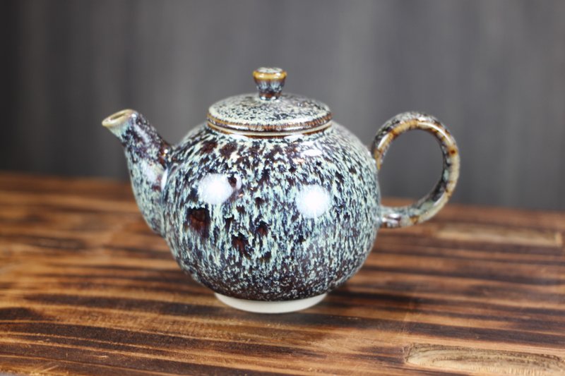 【送禮好物】240ml 岩雪 天目釉 圓滿茶壺 鶯歌名家葉敏祥作品 - 茶壺/茶杯/茶具 - 瓷 