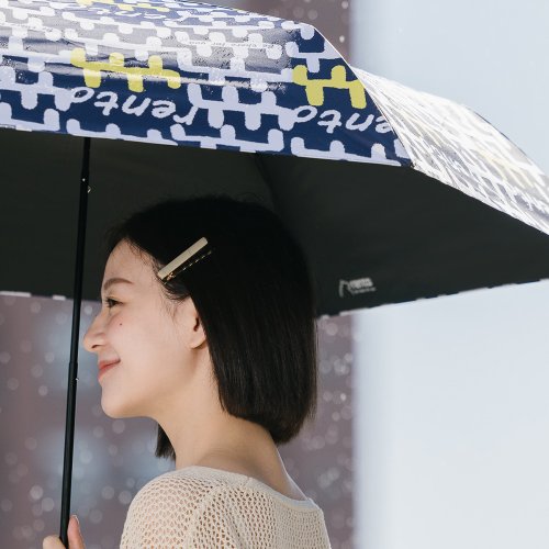 rento 【rento】碳纖輕量黑膠晴雨傘-塗鴉(深藍)
