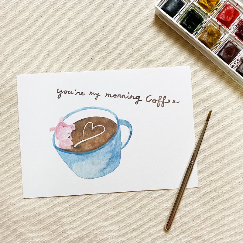 Morning Coffee / Postcard - การ์ด/โปสการ์ด - กระดาษ ขาว