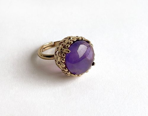 Liz繪房 寶石系 花神皇冠 天然礦石 紫水晶 戒指