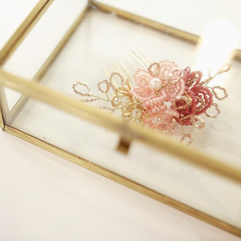 華麗新娘中式頭飾-串珠花Bridal Headpiece,中式頭飾,裙褂頭飾 - 髮夾/髮飾 - 其他金屬 紅色