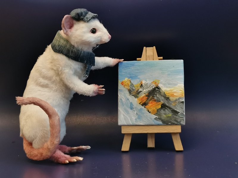 mouse artist realistic animal stuffed artdoll poseable - ตุ๊กตา - วัสดุอีโค ขาว
