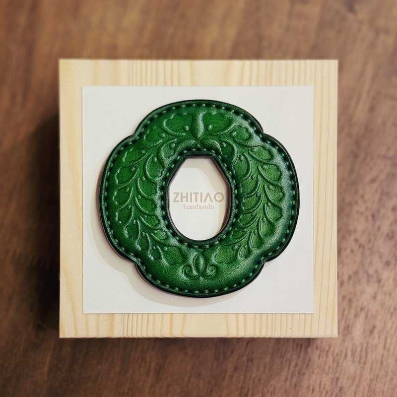 原創手工製作牛皮劍道木刀鐔 御先稻荷 綠色 木刀鍔 Tsuba - 運動配件 - 真皮 黑色